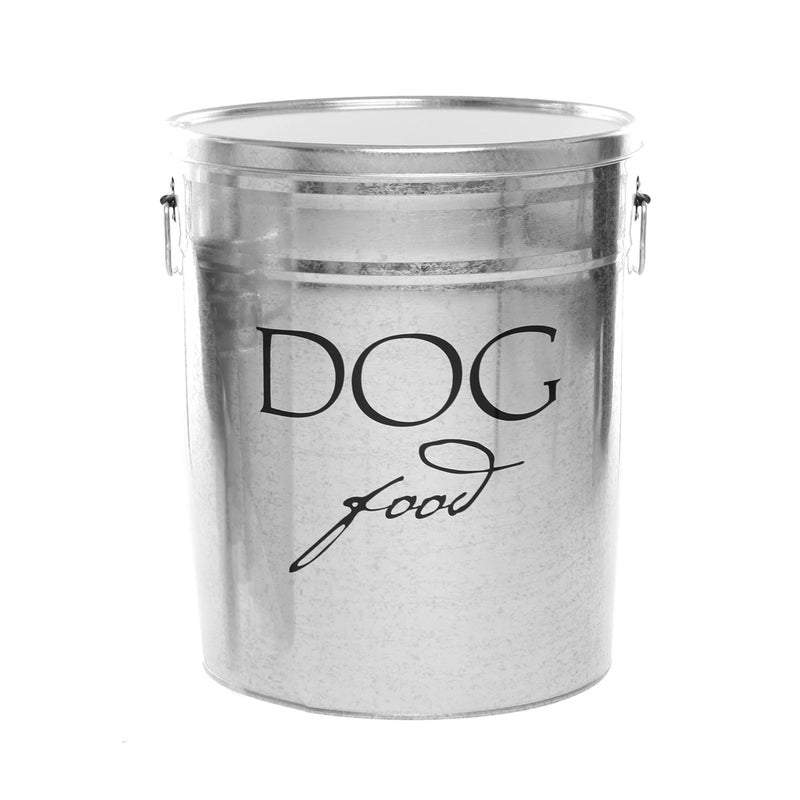 Harry Barker Classic Silver Dog Food Storage Canister â€“ Medium, Airtight Stainless Steel Pet Food Container, Holds Up to 22 lbs Dry Dog Food, Kitchen Counter & Pantry Storage - Silver - Image 1